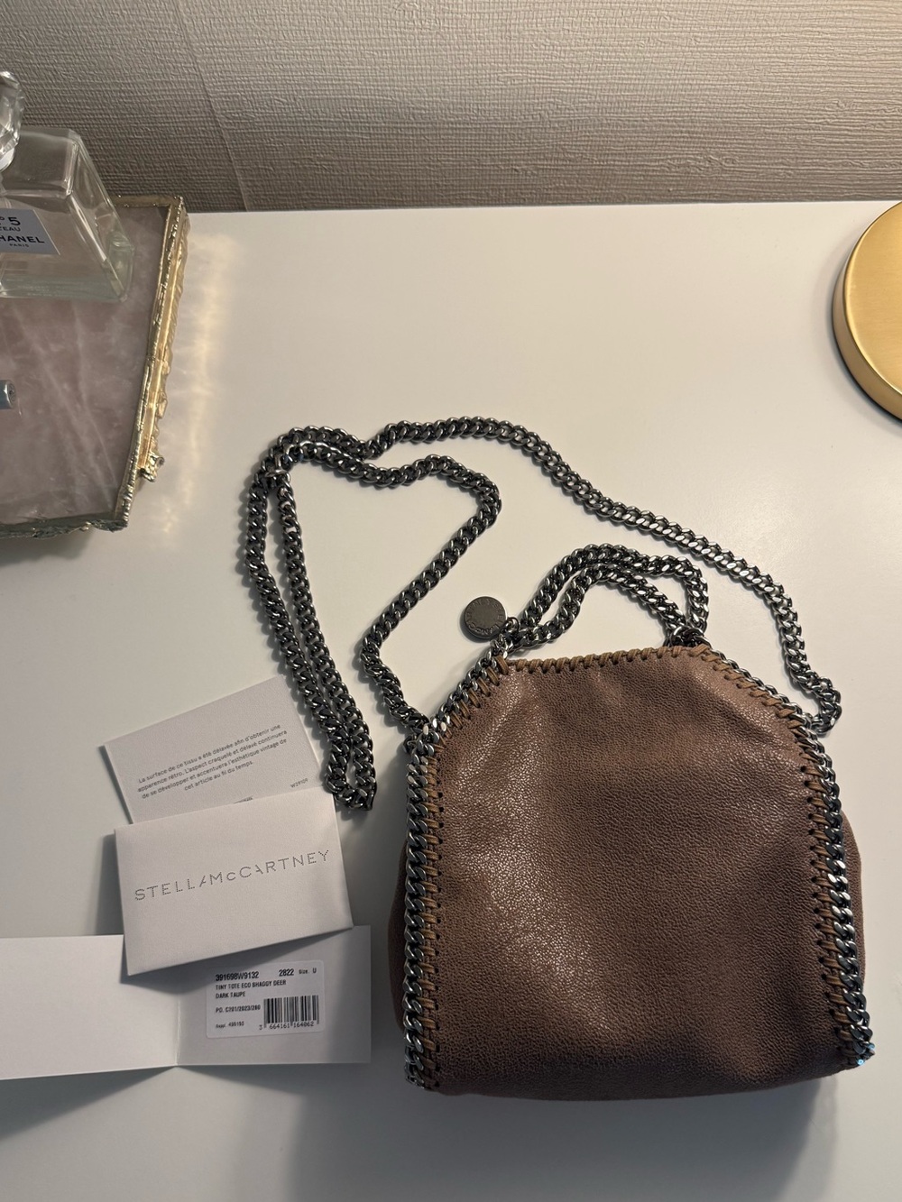 Stella McCartney Taupe Tiny Falabella Bag - Authenticity Cards/Receipt Included